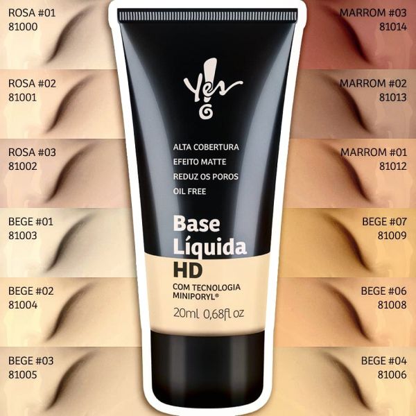 BASE LÍQUIDA HD BEGE #07 20 ML YES COSMETICS