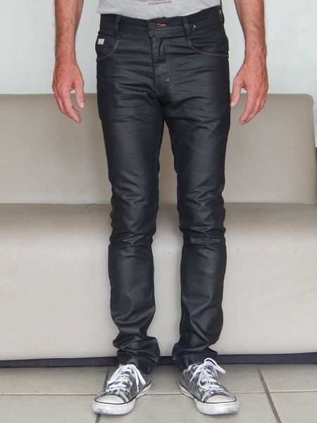 Calça Resinada Gangster Skinny Preta Com Elastano Exclusiva Promocão (G57R)