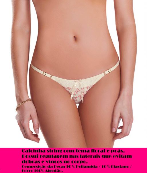 Calcinha String Com Regulagem Coral, P